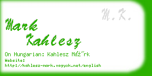 mark kahlesz business card